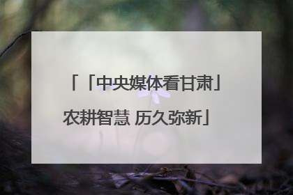 「中央媒体看甘肃」农耕智慧 历久弥新