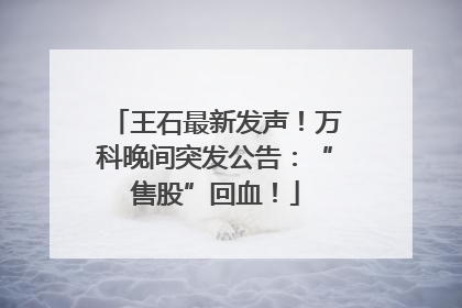 王石最新发声！万科晚间突发公告：“售股”回血！