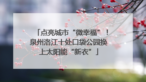 点亮城市“微幸福”！泉州洛江十处口袋公园换上太阳能“新衣”