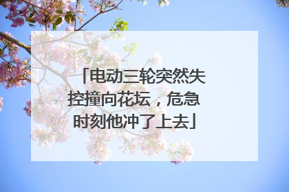 电动三轮突然失控撞向花坛，危急时刻他冲了上去
