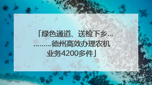 绿色通道、送检下乡…………德州高效办理农机业务4200多件