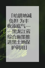 给耕地减负担 为丰收添底气——黑龙江省综合施策推进黑土地保护利用