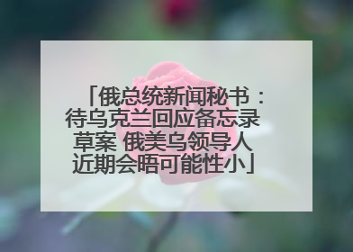 俄总统新闻秘书：待乌克兰回应备忘录草案 俄美乌领导人近期会晤可能性小