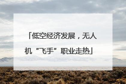 低空经济发展，无人机“飞手”职业走热