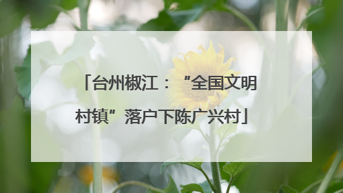 台州椒江：“全国文明村镇”落户下陈广兴村