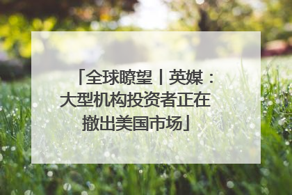 全球瞭望丨英媒：大型机构投资者正在撤出美国市场