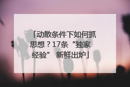 动散条件下如何抓思想？17条“独家经验” 新鲜出炉