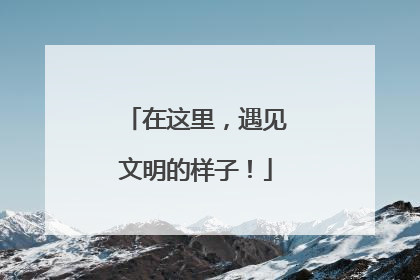 在这里，遇见文明的样子！
