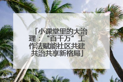 小课堂里的大治理：“百千万”工作法赋能社区共建共治共享新格局