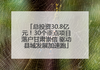 总投资30.8亿元！30个重点项目落户甘肃崇信 驱动县域发展加速跑