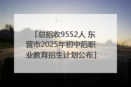 总招收9552人 东营市2025年初中后职业教育招生计划公布
