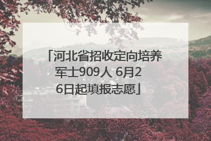 河北省招收定向培养军士909人 6月26日起填报志愿