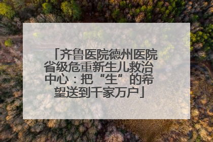 齐鲁医院德州医院省级危重新生儿救治中心：把“生”的希望送到千家万户