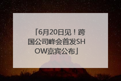 6月20日见！跨国公司峰会首发SHOW嘉宾公布
